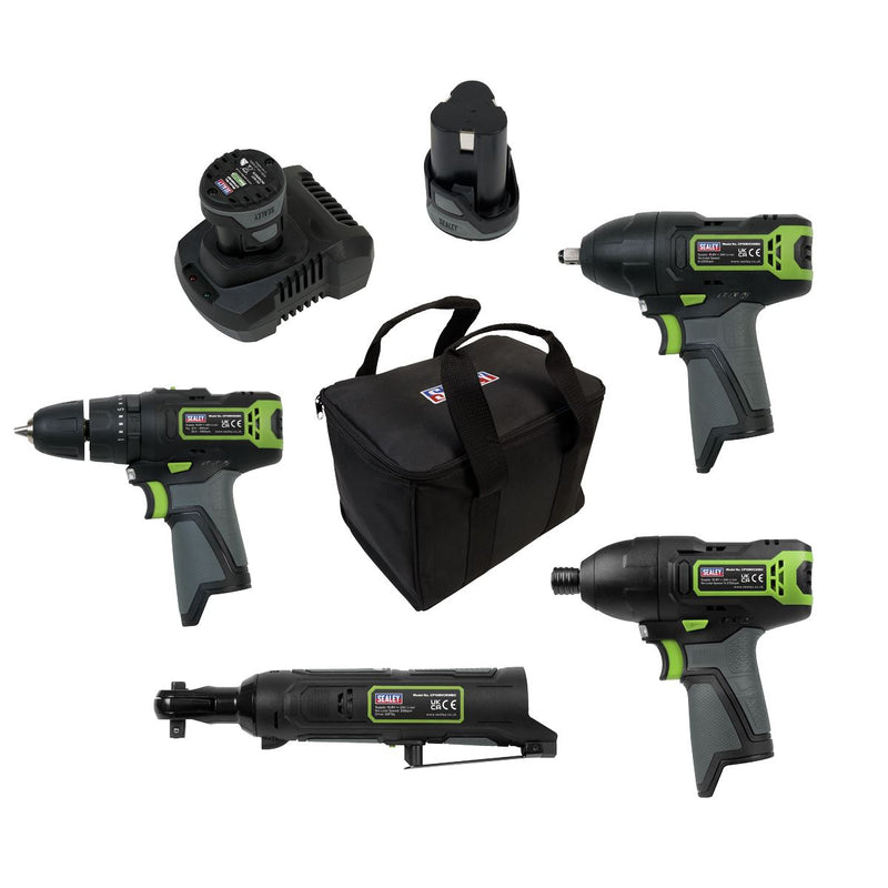 Sealey 4 x 10.8V SV10.8 Series Cordless Combo Kit 2 Batteries CP108VCOMBO2 Sealey - Dynamic Drive