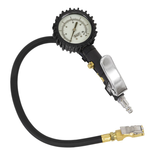 Sealey Tyre Inflator Clip On Connector Glow in the Dark Dial Gauge Air Line Pump Sealey  - Dynamic Drive