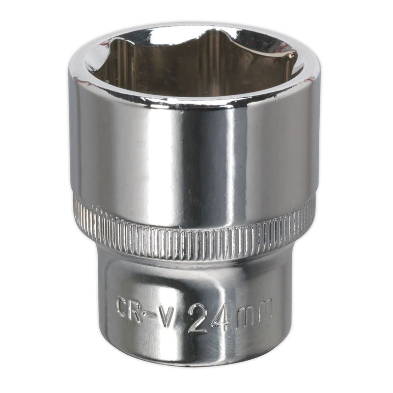 Sealey WallDrive Socket 24mm 1/2"Sq Drive Fully Polished SP1224 Sealey - Dynamic Drive
