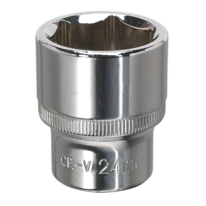 Sealey WallDrive Socket 24mm 1/2"Sq Drive Fully Polished SP1224 Sealey - Dynamic Drive