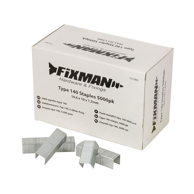 Fixman Type 140 Staples 5000pk 10.55 x 10 x 1.26mm Fixman - Dynamic Drive