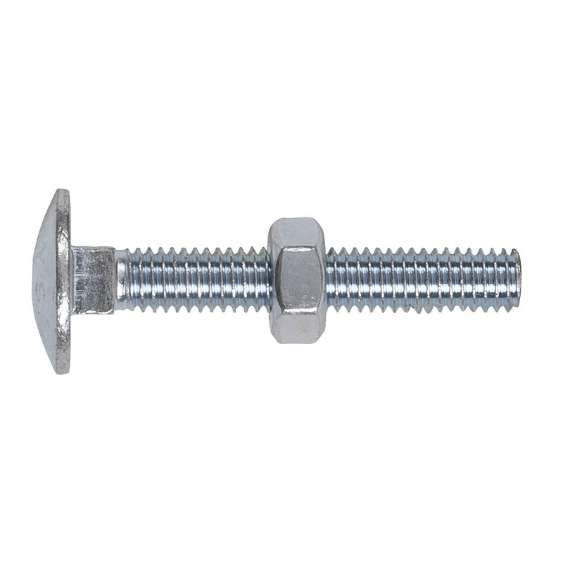 Sealey Coach Bolt & Nut M6 x 40mm Zinc DIN 603 Pack of 100 CBN640 Sealey  - Dynamic Drive