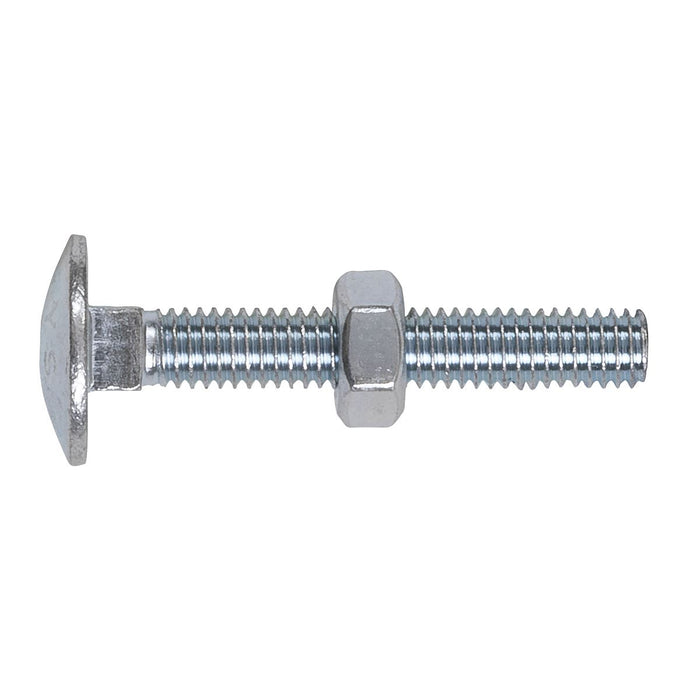 Sealey Coach Bolt & Nut M6 x 40mm Zinc DIN 603 Pack of 100 CBN640 Sealey  - Dynamic Drive