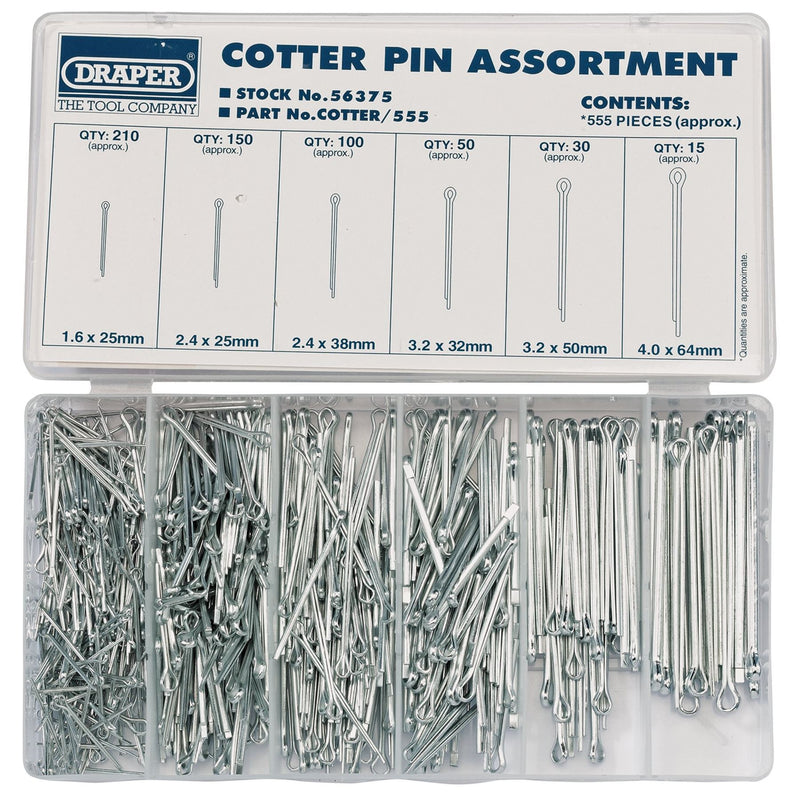 Draper Split Pin Assortment (555 Piece) 56375 Draper - Dynamic Drive