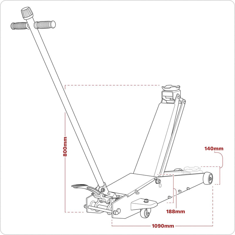 Sealey Long Reach High Lift Commercial Trolley Jack 2 Tonne 2201HL Sealey - Dynamic Drive