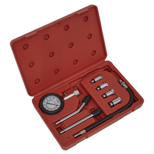 Sealey Petrol Engine Compression Testing Test Kit Tool 8pc Sealey  - Dynamic Drive