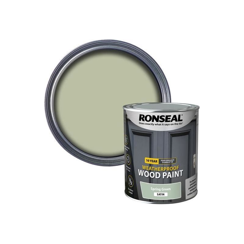 Ronseal 10 Year Weatherproof Wood Paint Spring Green Satin 750ml Ronseal - Dynamic Drive