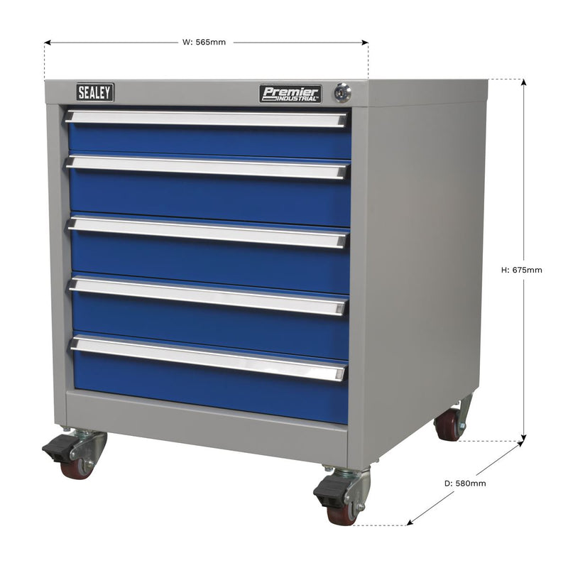 Sealey Mobile Industrial Cabinet 5 Drawer API5657A Sealey - Dynamic Drive