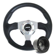 320mm Black Leather Steering Wheel + Boss fits Subaru Impreza 1993>1996 Mountney Classic  - Dynamic Drive