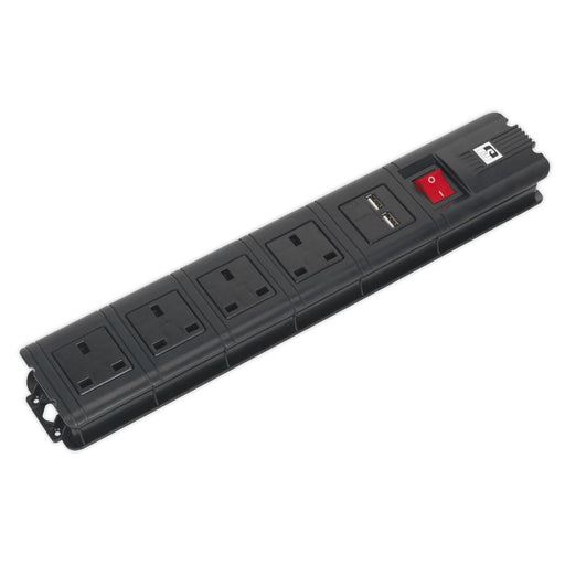 Sealey Extension Cable 2.6m 4 x 230V + 2 x USB Sockets Black EL34USBB Sealey - Dynamic Drive