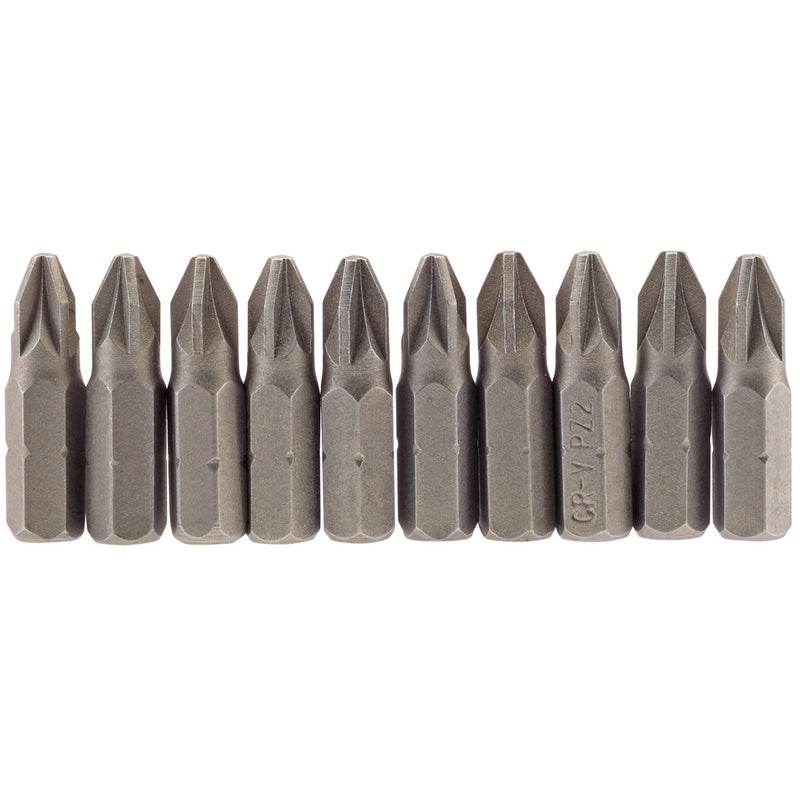 Draper PZ Type Insert Bit, 1/4" Hex, 25mm Long, No.2 (Pack of 10) 64048 Draper - Dynamic Drive