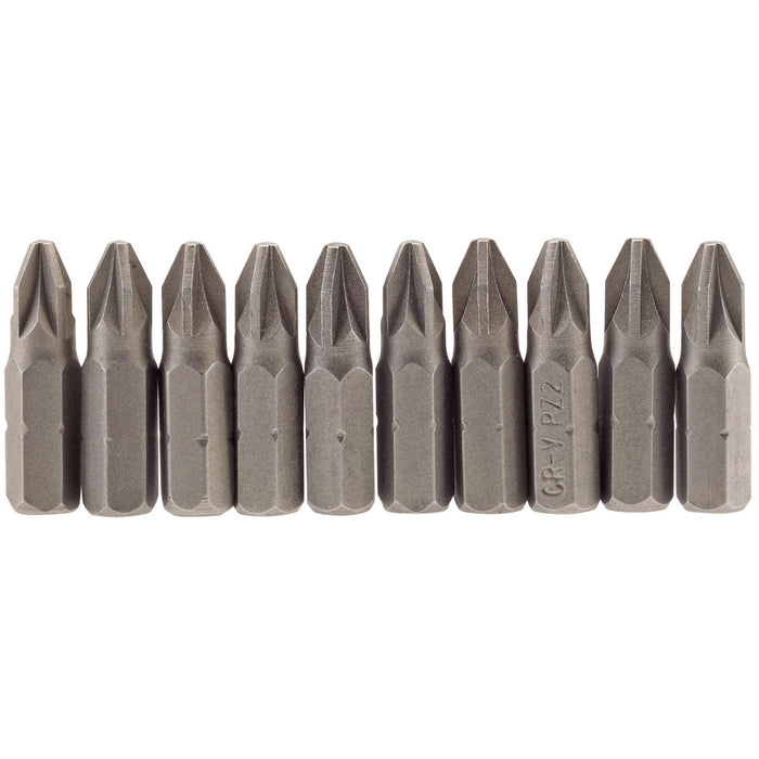 Draper PZ Type Insert Bit, 1/4" Hex, 25mm Long, No.2 (Pack of 10) 64048 Draper - Dynamic Drive