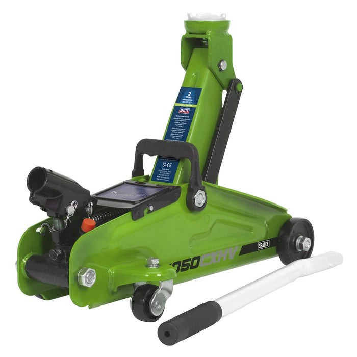 Sealey Short Chassis Trolley Jack 2 Tonne - Green 1050CXHV Sealey - Dynamic Drive