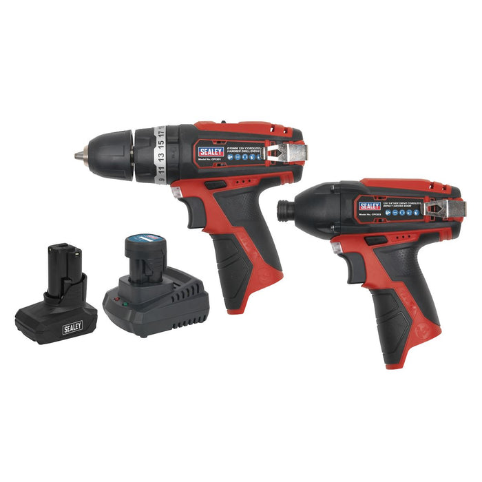 Sealey 2 x SV12 Series Cordless Power Tool Combo Kit 12V - 2 Batteries Sealey - Dynamic Drive