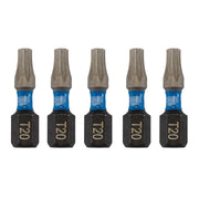 Draper Expert TX-STAR Impact Screwdriver Bits, T20 x 25mm, 1/4" Hex (Pack of 5) Draper - Dynamic Drive