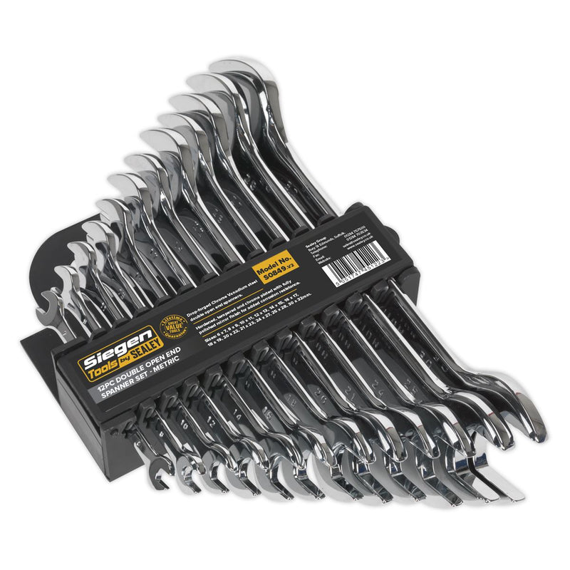 Sealey Double Open-End Spanner Set 12pc Metric S0849 Siegen by Sealey - Dynamic Drive