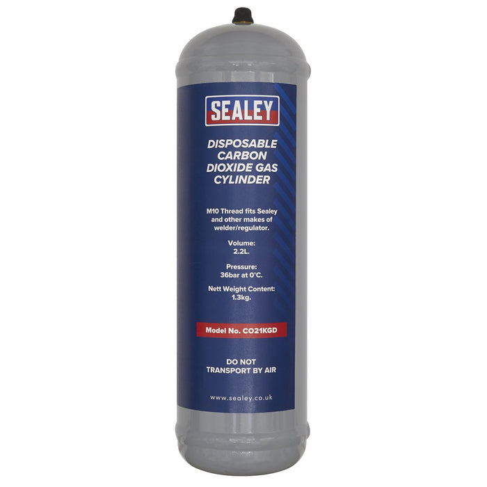 Sealey Disposable Carbon Dioxide Gas Cylinder 1.3kg CO21KGD Sealey - Dynamic Drive