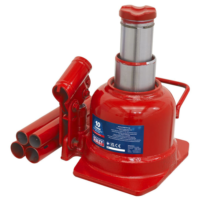 Sealey Bottle Jack 10tonne Low Entry Telescopic BJ10LE Sealey  - Dynamic Drive