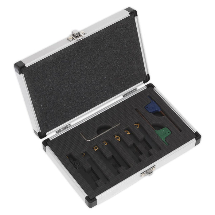 Sealey Indexable 8mm Lathe Turning Tool Set 7pc SM3025CS5 Sealey - Dynamic Drive