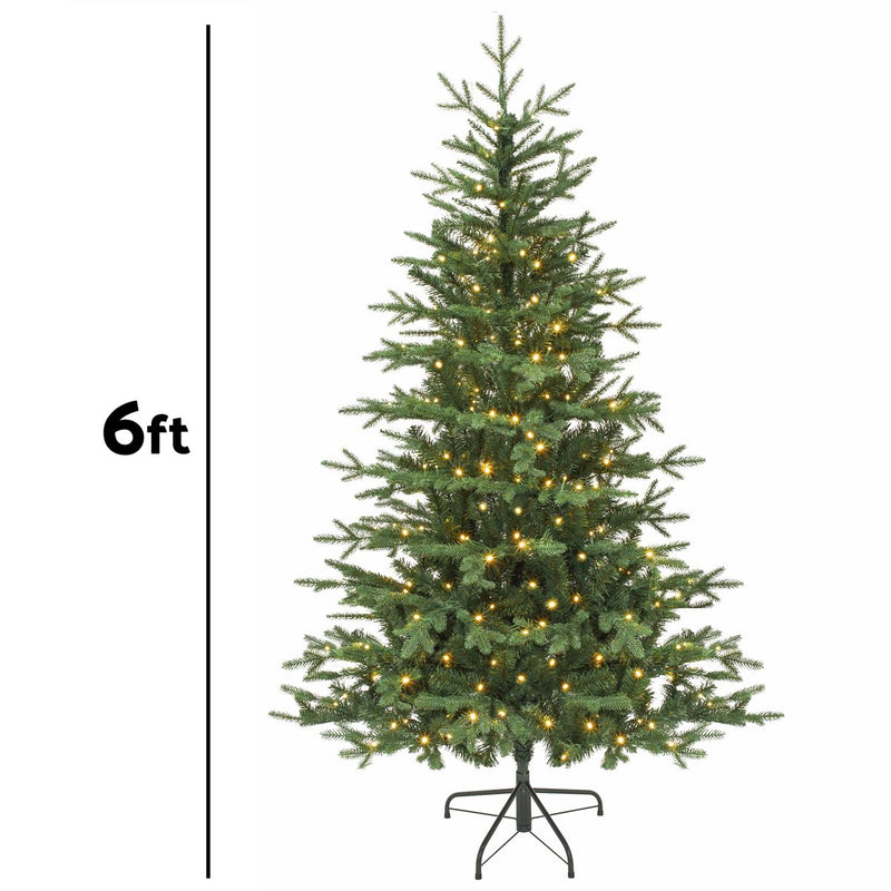 Dellonda Pre-Lit 6ft Hinged Christmas Tree with White LED Lights & PE/PVC Tips Dellonda - Dynamic Drive