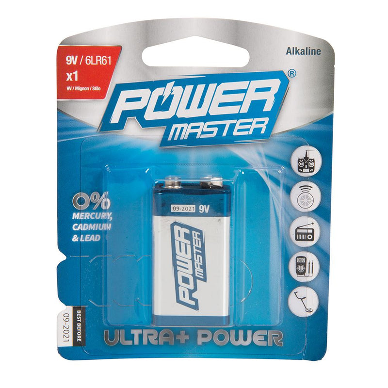 Powermaster 9V Super Alkaline Battery 6LR61 Single PowerMaster - Dynamic Drive