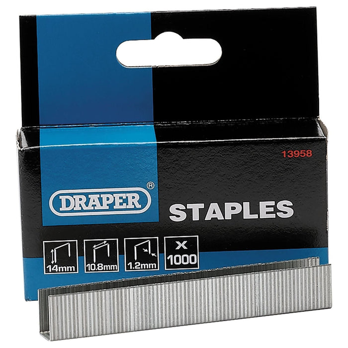 Draper Heavy Duty Staples, 14mm (Pack of 1000) 13958 Draper - Dynamic Drive