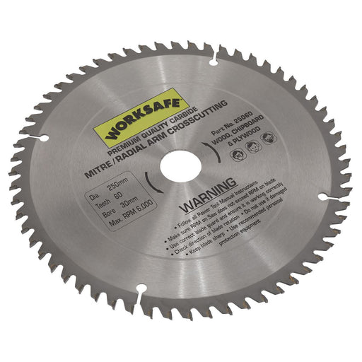 Sealey TCT Saw Blade250 x 30mm 60tpu 25060 Sealey - Dynamic Drive