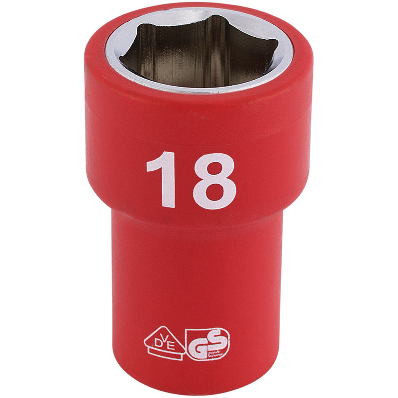 Draper Fully Insulated VDE Socket, 3/8" Sq. Dr., 18mm 31724 Draper - Dynamic Drive