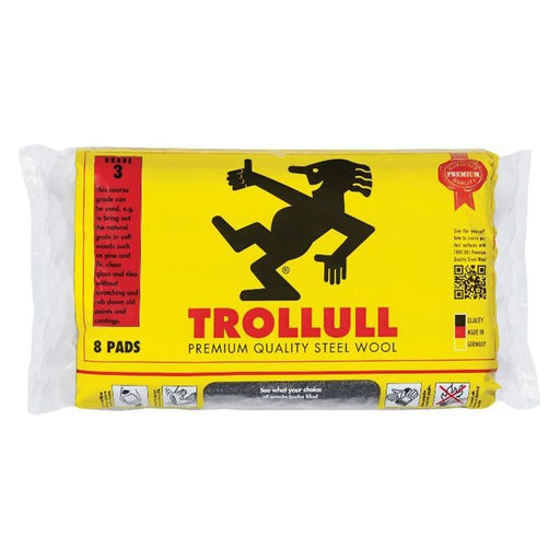 Trollull Extra Large Steel Wool Pads Grade 3 (Pack 8) Trollull - Dynamic Drive