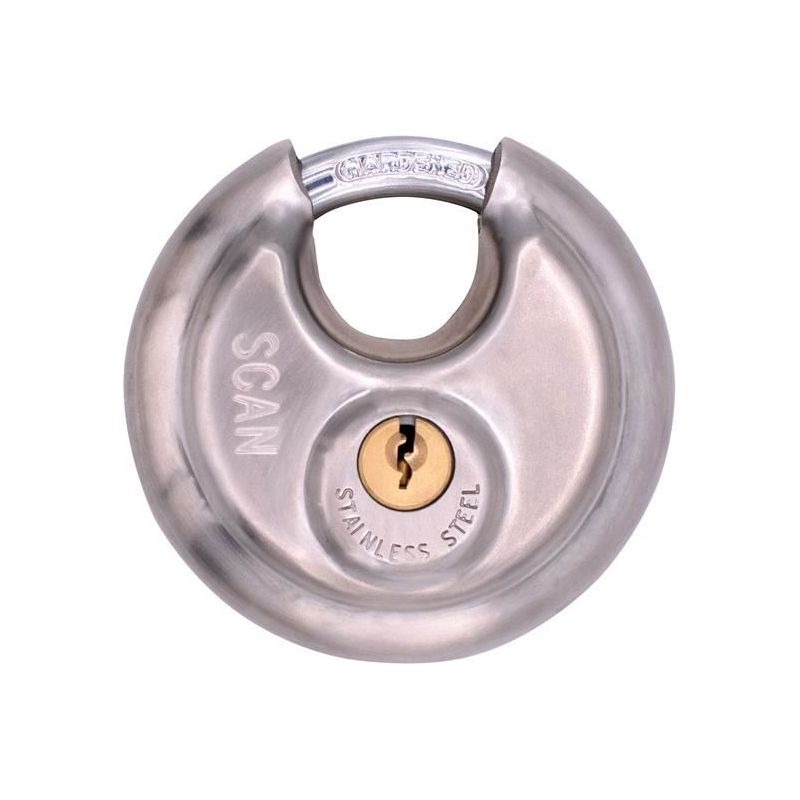 Scan Stainless Steel Disk Type Padlock 80mm Scan - Dynamic Drive