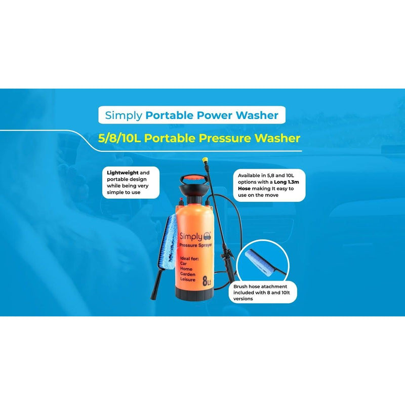 8L Portable Pressure Washer – Hand Pump Action Garden Power Sprayer Water Manual Simply - Dynamic Drive