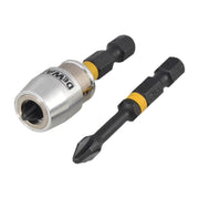 Dewalt Power Tools Impact Torsion Bits PH2 x 50mm (x2) and Magnetic Screwlock Sleeve DeWALT Power Tools - Dynamic Drive