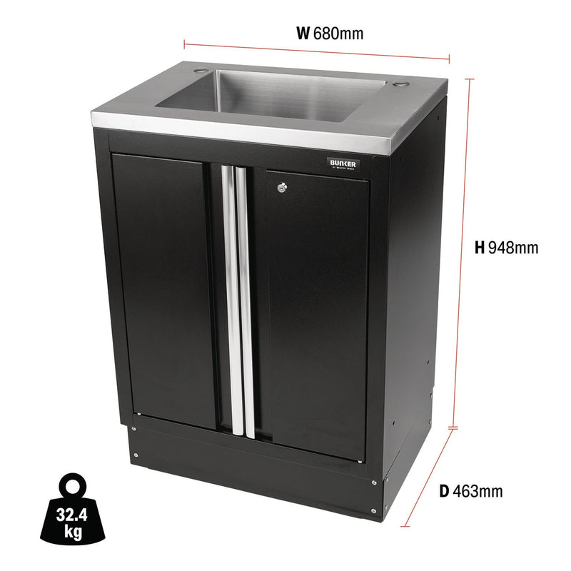 Draper BUNKER Modular Floor Cabinet with Sink, 2 Door, 680mm 31034 Draper - Dynamic Drive