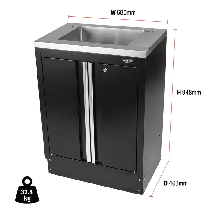 Draper BUNKER Modular Floor Cabinet with Sink, 2 Door, 680mm 31034 Draper - Dynamic Drive