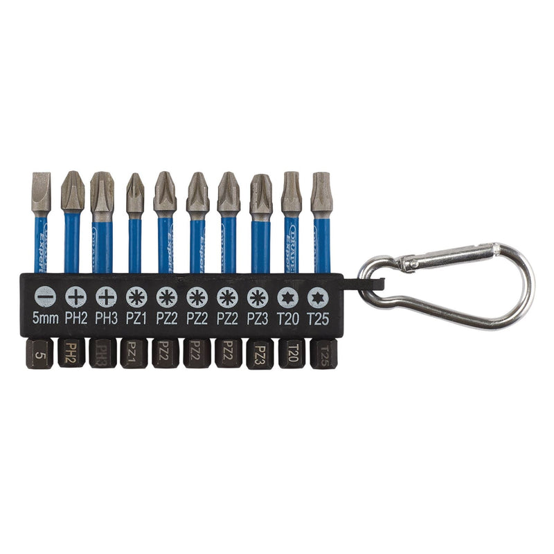 Draper Expert Impact Screwdriver Bit Set, 50mm, 1/4" Hex (10 Piece) 04933 Draper - Dynamic Drive