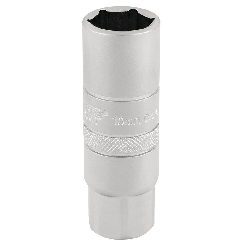 Draper 10mm Thread 6 Point Satin Chrome Spark Plug Socket, 3/8" Sq. Dr., 16mm Draper - Dynamic Drive