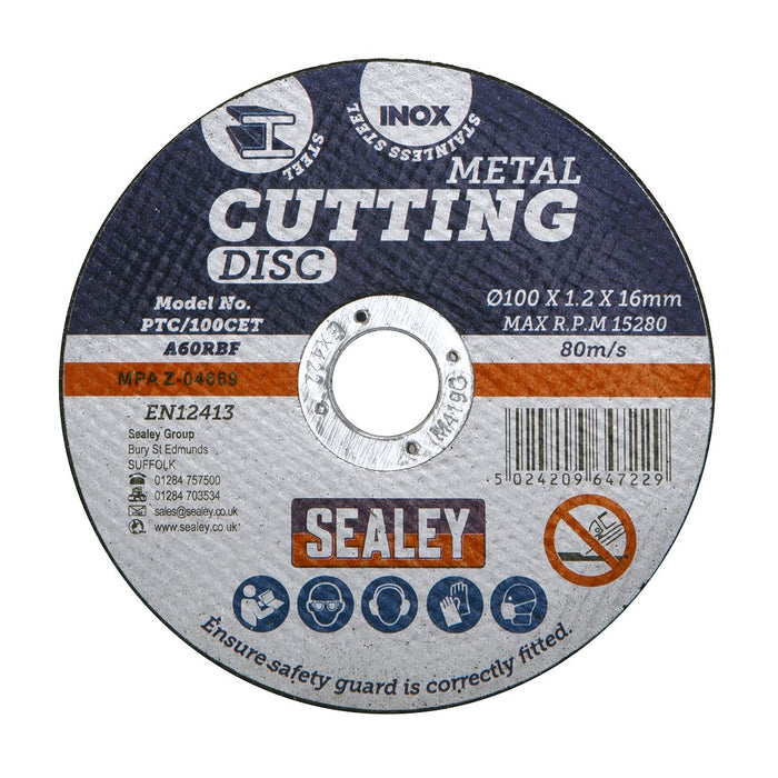 Sealey Cutting Disc100 x 1.2mm16mm Bore PTC/100CET Sealey - Dynamic Drive