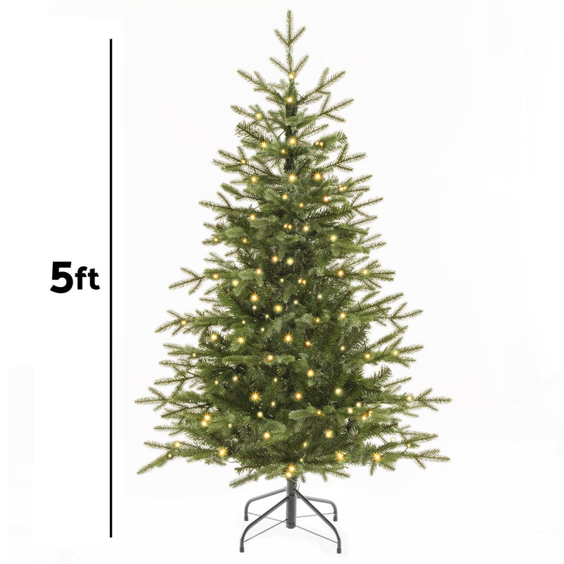 Dellonda Pre-Lit 5ft Hinged Christmas Tree with Warm White LED Lights & PE/PVC Tips Dellonda - Dynamic Drive