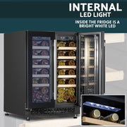Baridi 40 Bottle/120 Can Freestanding Dual Zone Wine Fridge & Cooler 60cm Baridi - Dynamic Drive