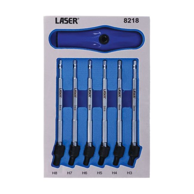 Laser Universal Joint Hex Bit Set 6pc 8218 Laser - Dynamic Drive