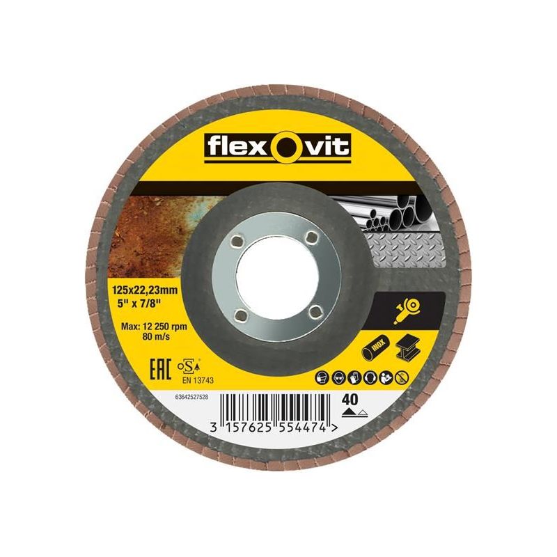 Flexovit Flap Disc For Angle Grinders 125mm 40G Flexovit - Dynamic Drive