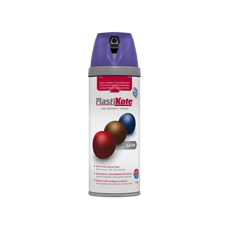 Plastikote Twist & Spray Satin Sumptuous Purple 400ml PlastiKote - Dynamic Drive