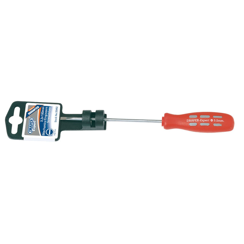 Draper Plain Slot Parallel Tip Mechanic's Screwdriver, 3.2 x 100mm 55492 Draper - Dynamic Drive