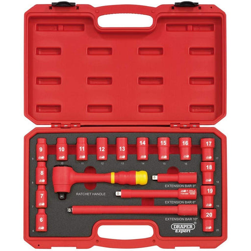 Draper VDE Approved Fully Insulated Socket Set, 3/8" Sq. Dr. (19 Piece) 31057 Draper - Dynamic Drive