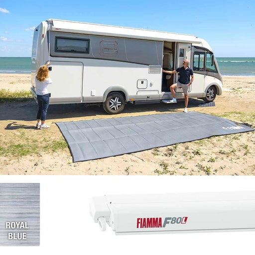 Fiamma F80L 500 Awning Polar White - Royal Blue (07840H03Q) Winch Handle Roof Mounted Fiamma - Dynamic Drive