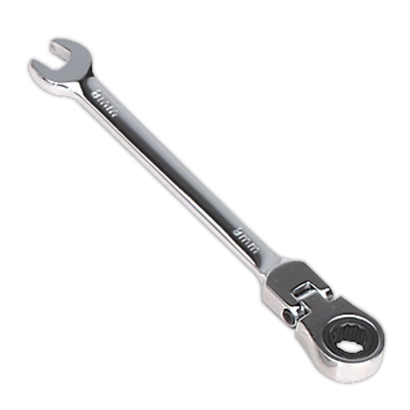 Sealey Flexi-Head Ratchet Combination Spanner 8mm FHRCW08 Sealey - Dynamic Drive