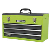 Sealey Tool Chest 3 Drawer Portable with Ball-Bearing Slides Hi-Vis Green/Grey Sealey - Dynamic Drive