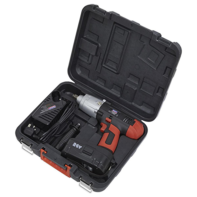 Sealey Cordless Impact Wrench 24V 2Ah Ni-MH 1/2"Sq Drive 410lb.ft CP2450MH Sealey - Dynamic Drive