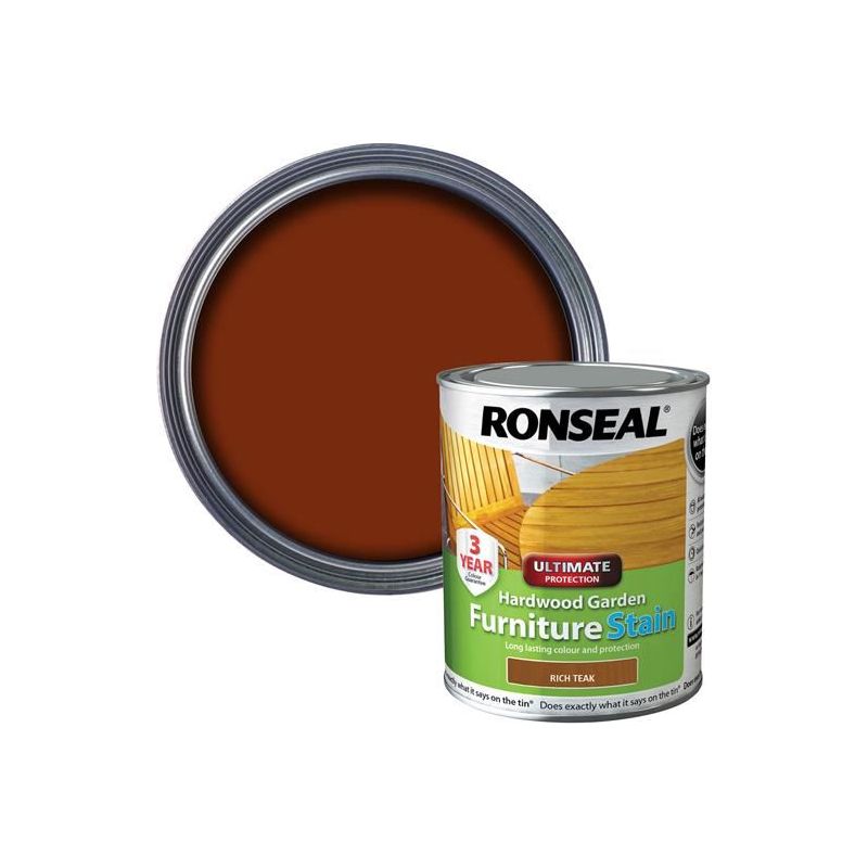 Ronseal Ultimate Protection Hardwood Garden Furniture Stain Rich Teak 750ml Ronseal - Dynamic Drive
