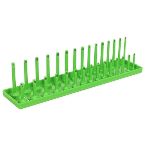 Sealey Premier High Visibility Green 3/8" Square Drive Socket Holder Rail 6-21mm Sealey  - Dynamic Drive